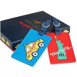 New York 2-Pc. Luggage Tag Set By Dabney Lee - Yellow Taxi / Statue Of Liberty